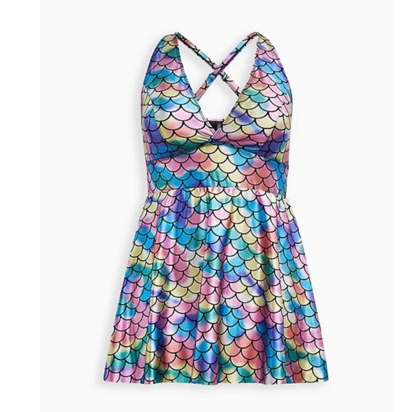 TORRID NWT MID LENGTH SWIM DRESS - MERMAID - Picture 4 of 5